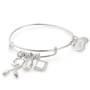 ALEX & ANI•silver puka shell cluster charm bangle bracelet NWT
